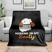 Halloween Gymer Throw Blanket Working On My Booty Funny Ghost - Wonder Print Shop