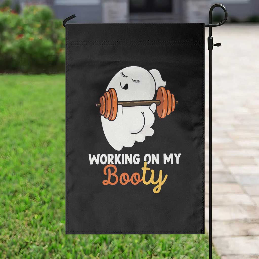 Halloween Gymer Garden Flag Working On My Booty Funny Ghost - Wonder Print Shop