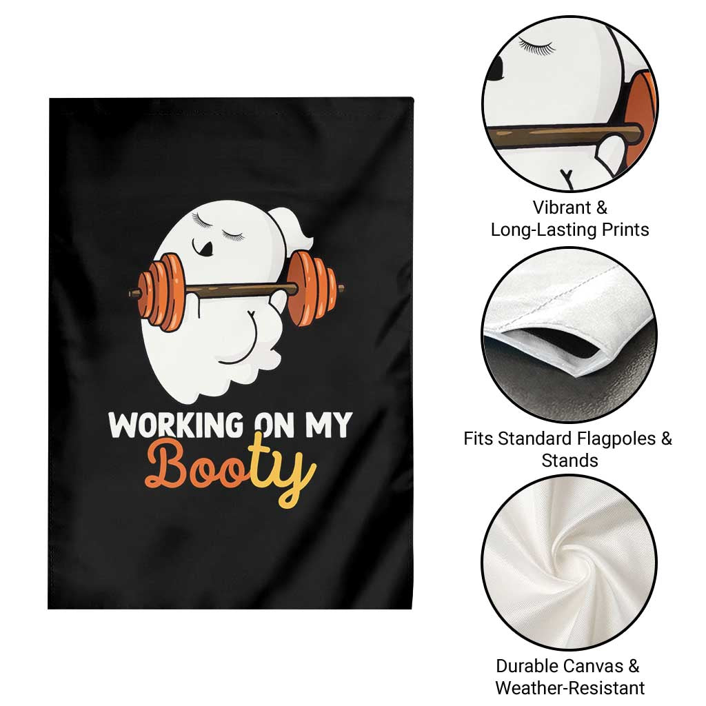 Halloween Gymer Garden Flag Working On My Booty Funny Ghost - Wonder Print Shop