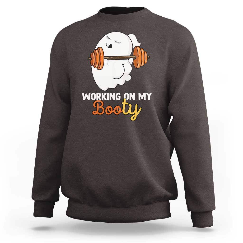 Halloween Gymer Sweatshirt Working On My Booty Funny Ghost - Wonder Print Shop