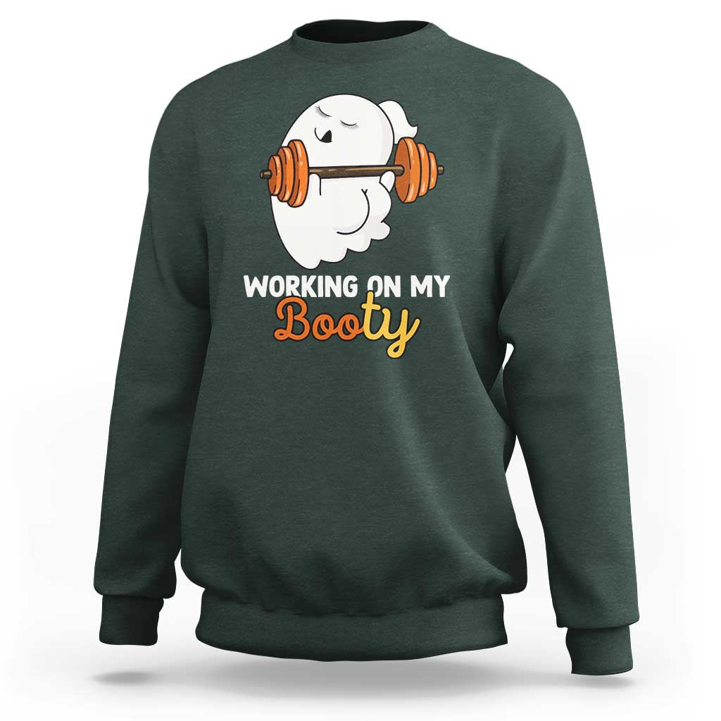 Halloween Gymer Sweatshirt Working On My Booty Funny Ghost - Wonder Print Shop