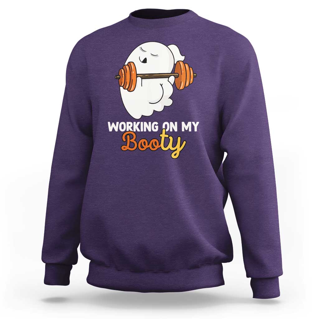 Halloween Gymer Sweatshirt Working On My Booty Funny Ghost - Wonder Print Shop