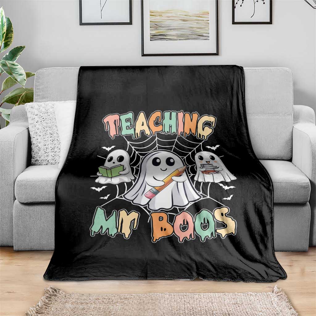 Teacher Halloween Throw Blanket Teaching My Boos Cute Ghost - Wonder Print Shop