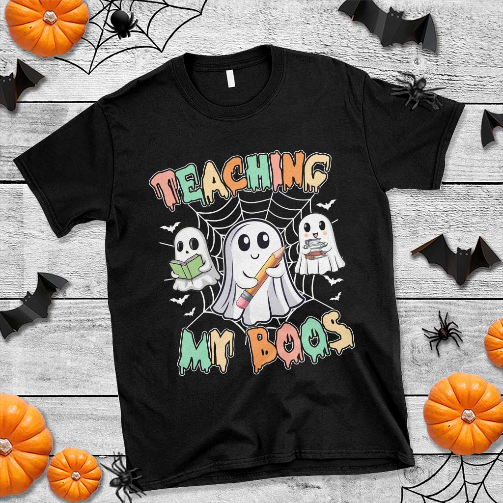 Teacher Halloween T Shirt Teaching My Boos Cute Ghost - Wonder Print Shop