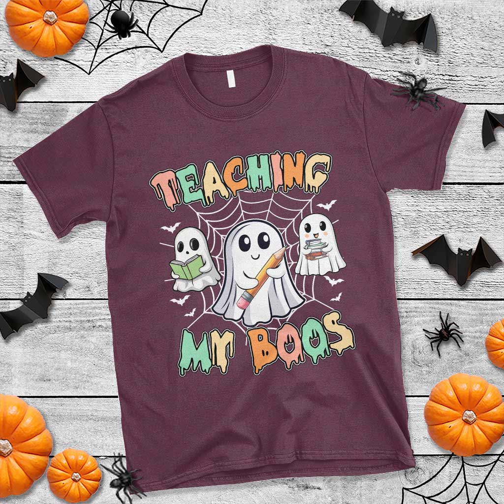 Teacher Halloween T Shirt Teaching My Boos Cute Ghost - Wonder Print Shop