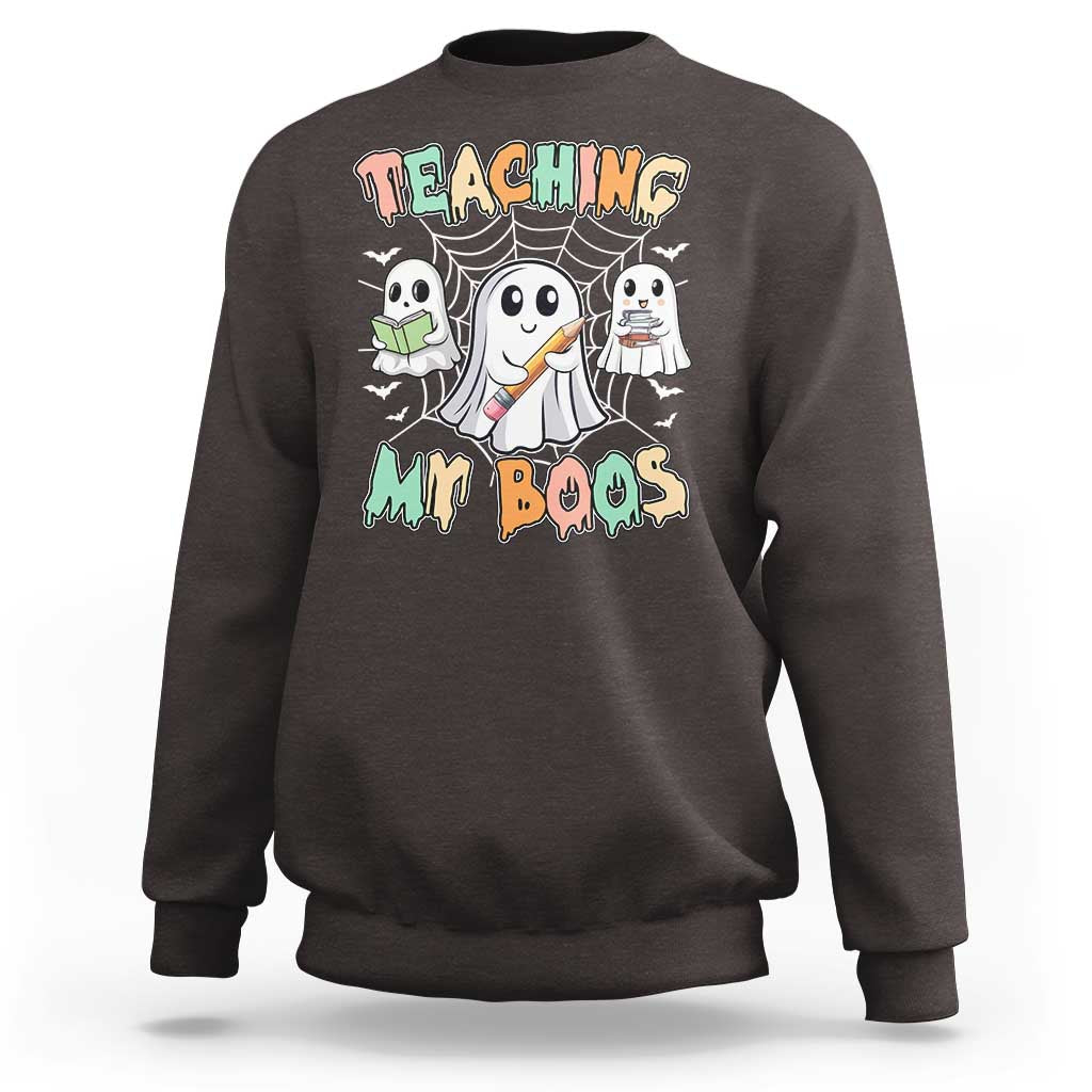 Teacher Halloween Sweatshirt Teaching My Boos Cute Ghost - Wonder Print Shop