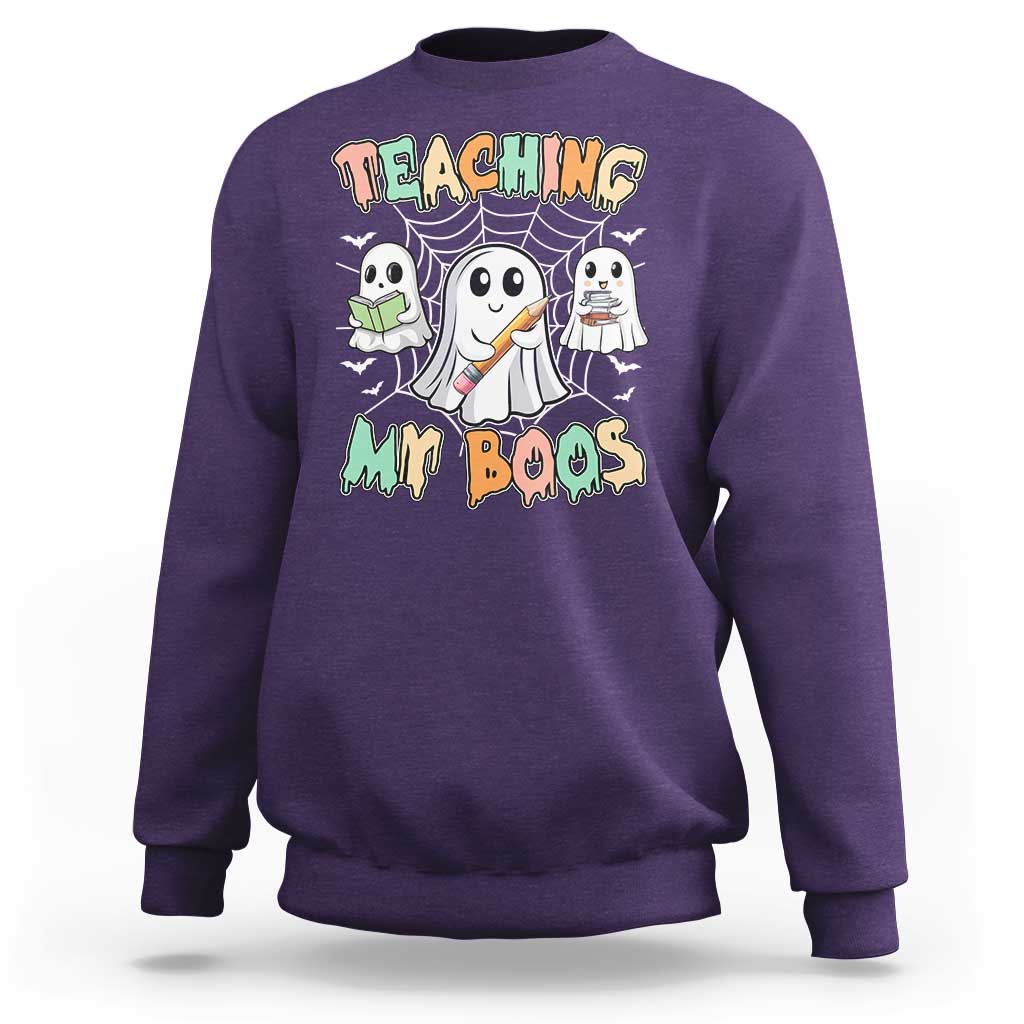Teacher Halloween Sweatshirt Teaching My Boos Cute Ghost - Wonder Print Shop