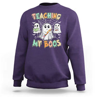 Teacher Halloween Sweatshirt Teaching My Boos Cute Ghost - Wonder Print Shop