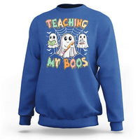 Teacher Halloween Sweatshirt Teaching My Boos Cute Ghost - Wonder Print Shop