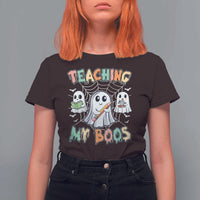 Teacher Halloween T Shirt For Women Teaching My Boos Cute Ghost - Wonder Print Shop