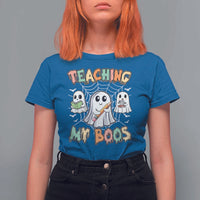 Teacher Halloween T Shirt For Women Teaching My Boos Cute Ghost - Wonder Print Shop