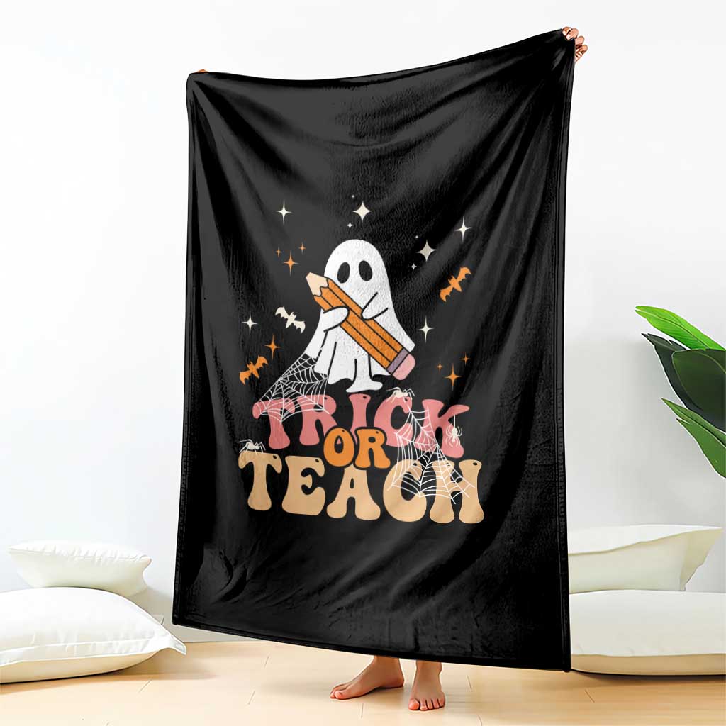 Teacher Halloween Throw Blanket Trick Or Teach Ghost - Wonder Print Shop