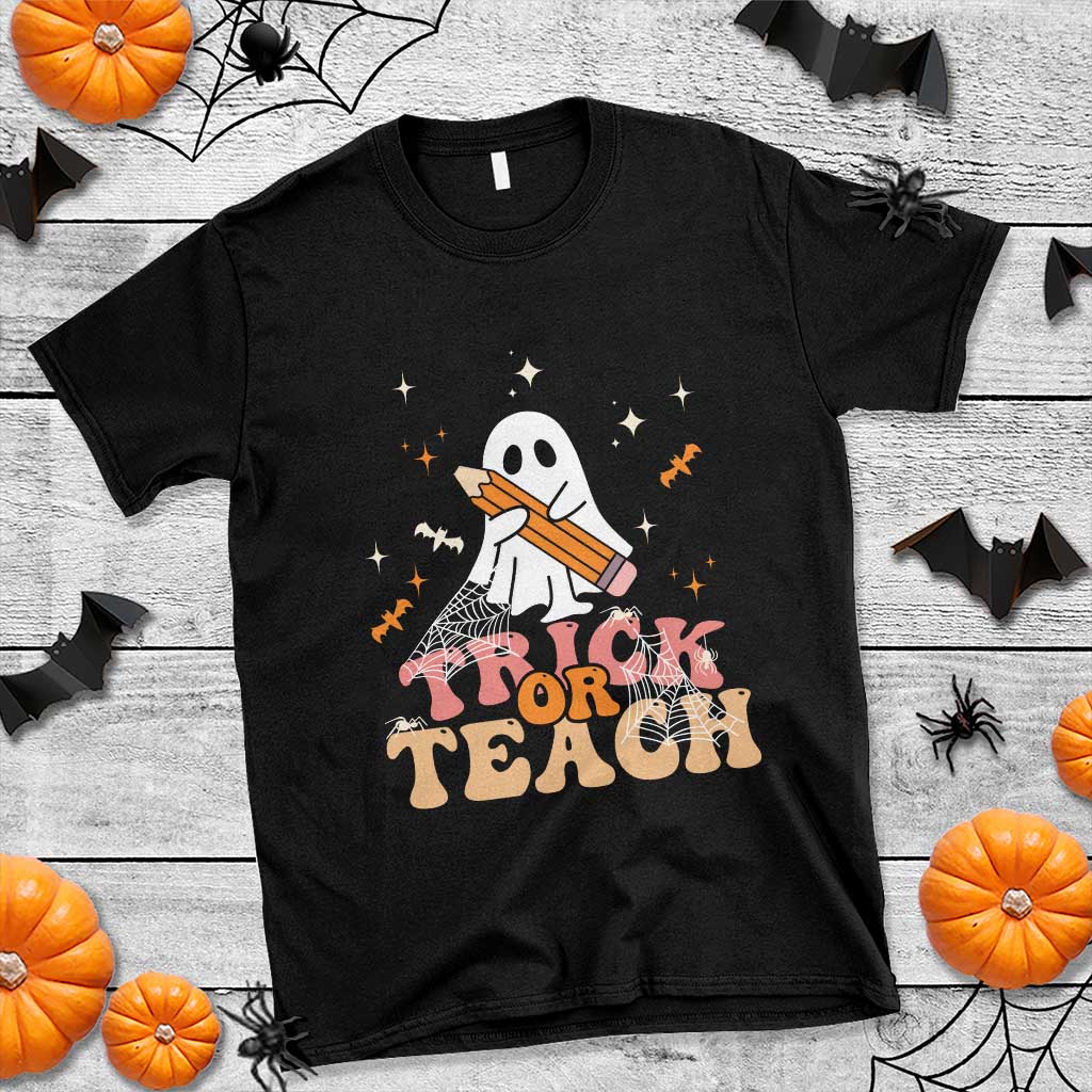 Teacher Halloween T Shirt Trick Or Teach Ghost - Wonder Print Shop