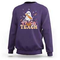 Teacher Halloween Sweatshirt Trick Or Teach Ghost - Wonder Print Shop