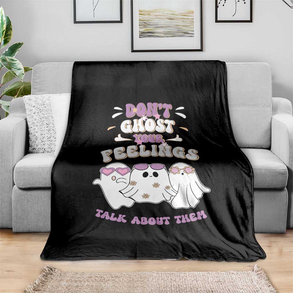School Counselor Halloween Throw Blanket Don't Ghost Your Feelings Spooky Mental Health - Wonder Print Shop