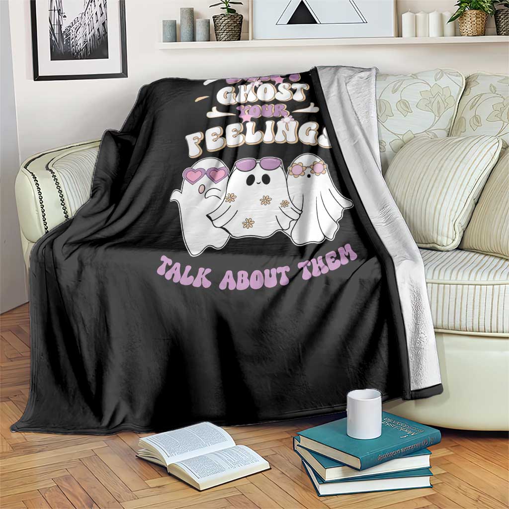 School Counselor Halloween Throw Blanket Don't Ghost Your Feelings Spooky Mental Health - Wonder Print Shop