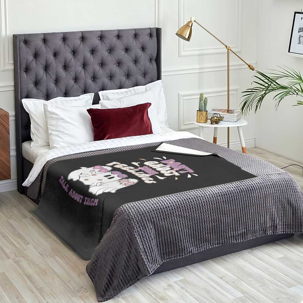 School Counselor Halloween Throw Blanket Don't Ghost Your Feelings Spooky Mental Health - Wonder Print Shop