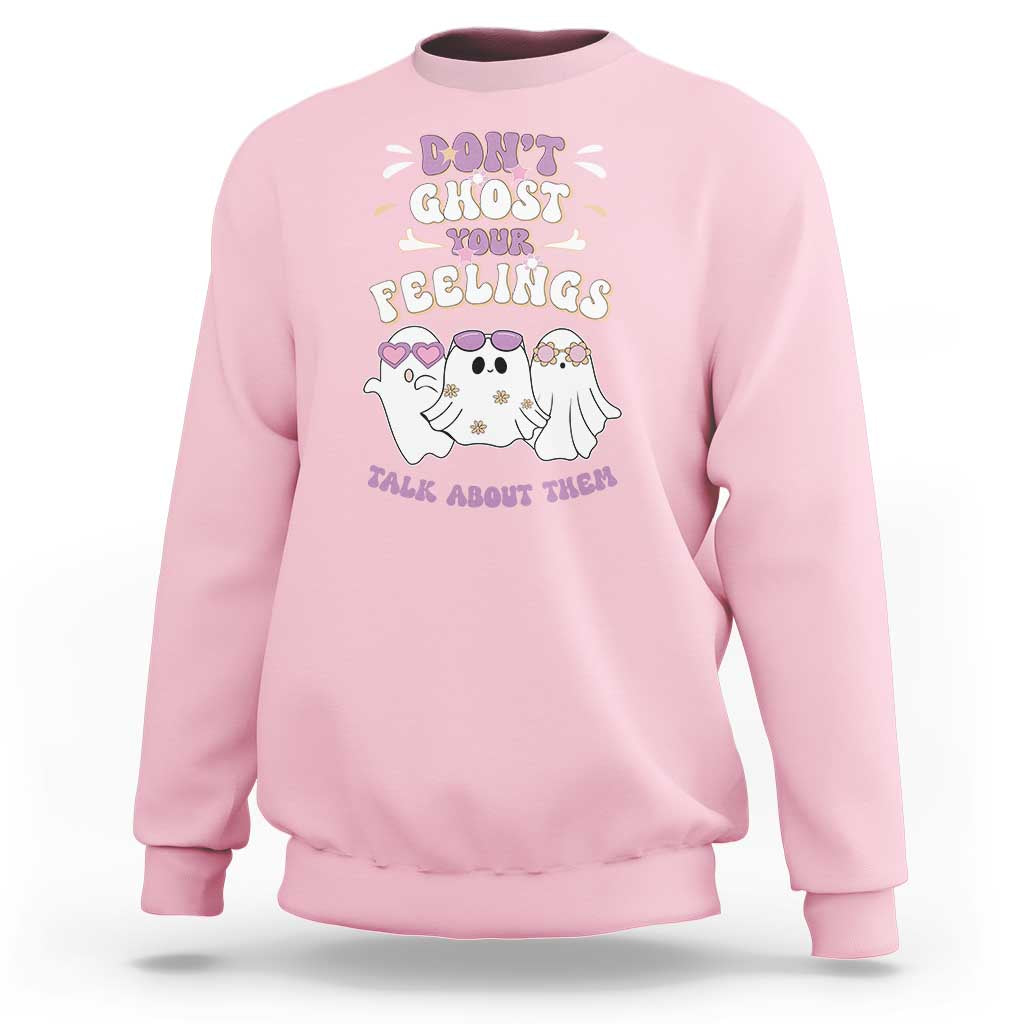 School Counselor Halloween Sweatshirt Don't Ghost Your Feelings Spooky Mental Health - Wonder Print Shop