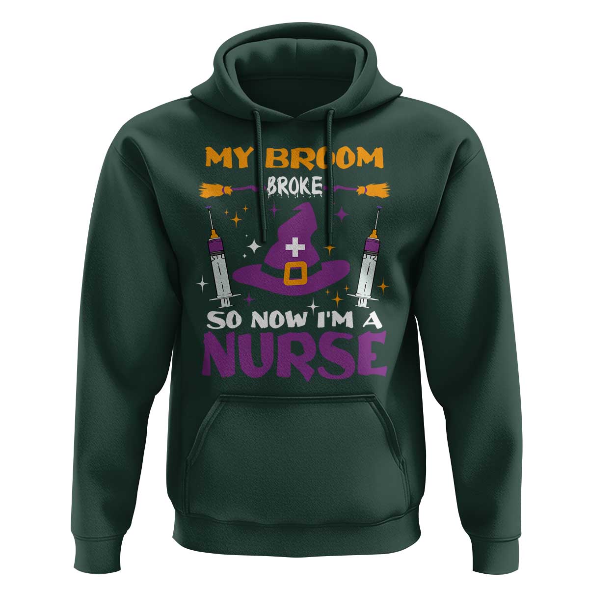 Nurse Halloween Hoodie My Broom Broke So Now Im A Nurse