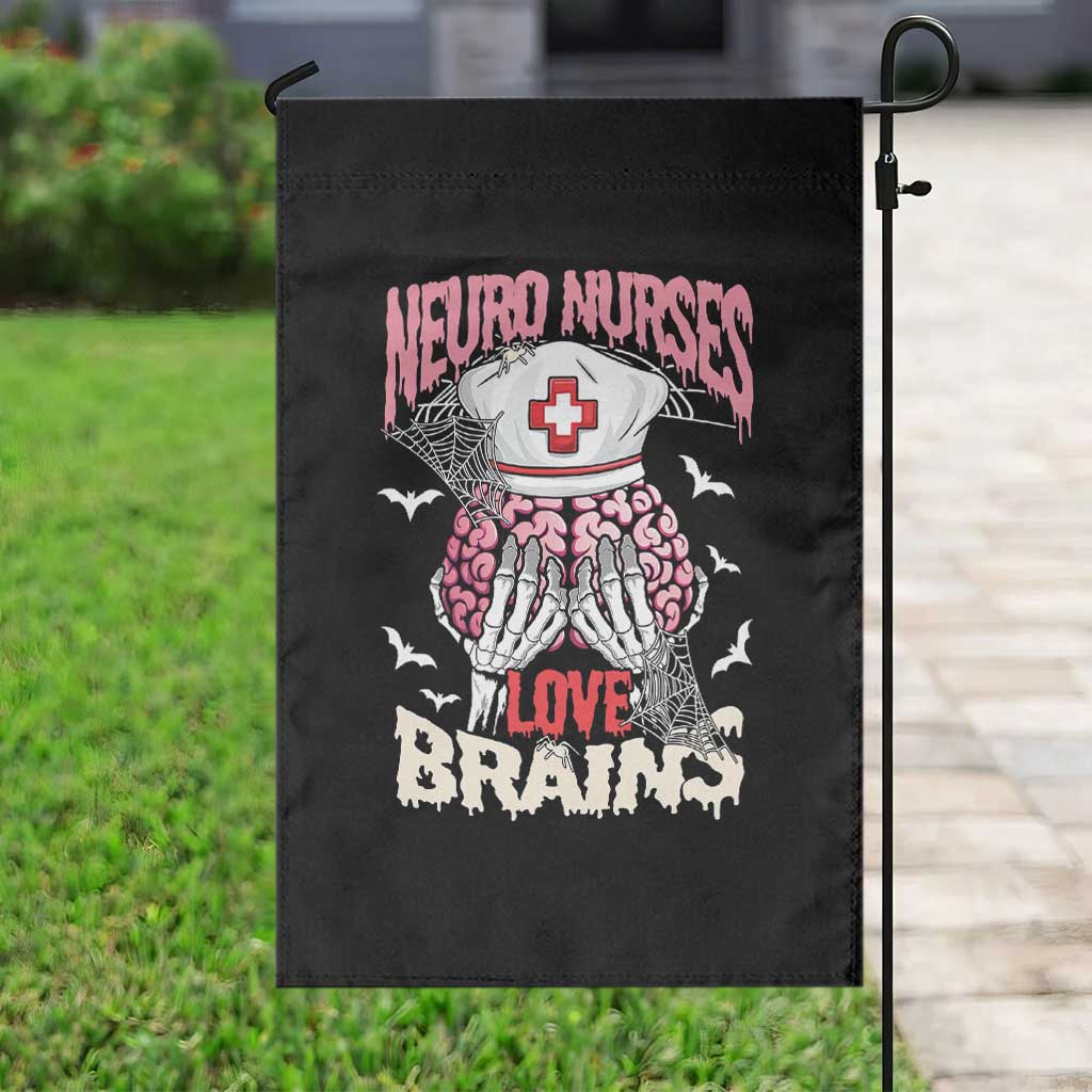 Nurse Halloween Garden Flag Neuro Nurses Love Brains Skeleton - Wonder Print Shop