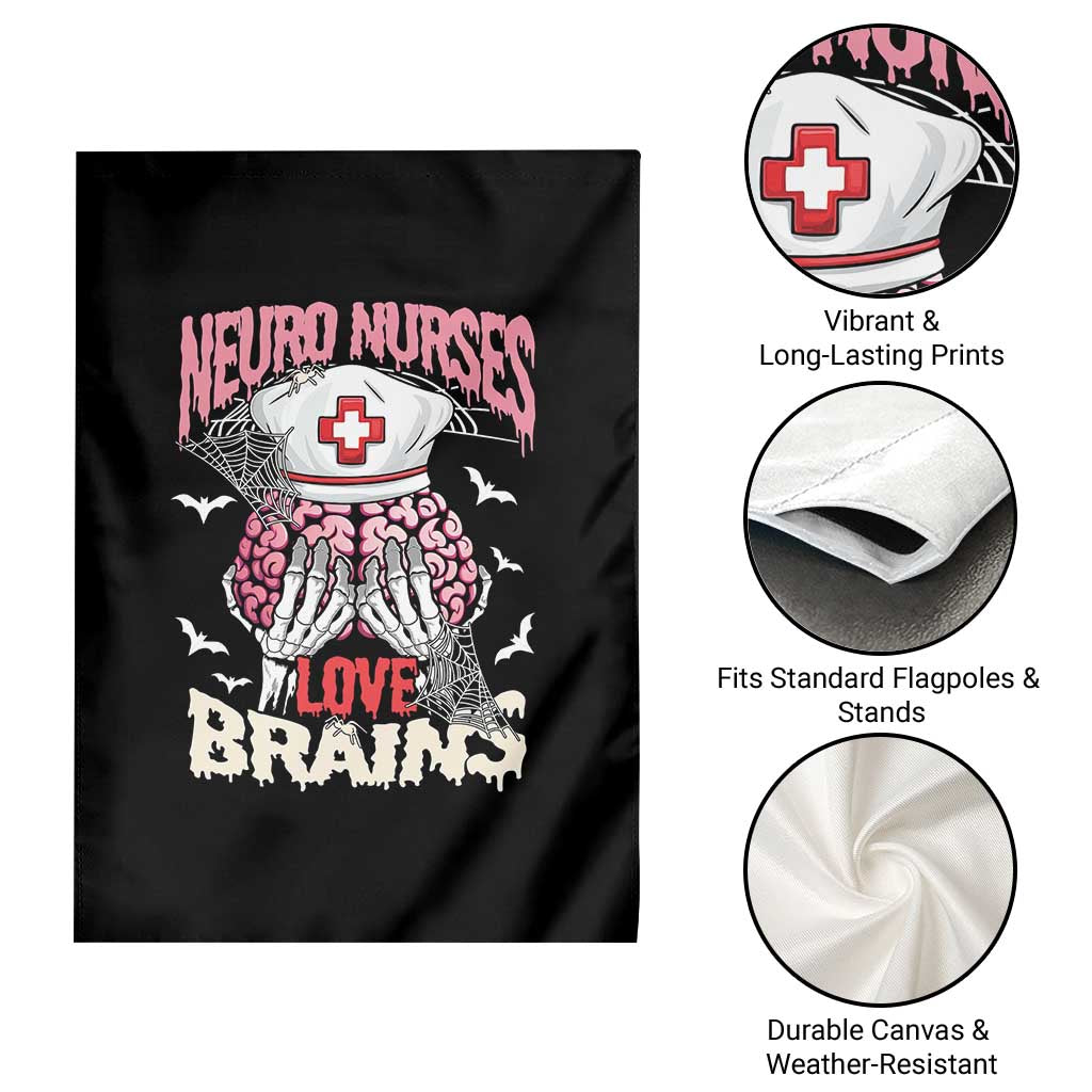 Nurse Halloween Garden Flag Neuro Nurses Love Brains Skeleton - Wonder Print Shop