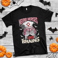 Nurse Halloween T Shirt Neuro Nurses Love Brains Skeleton - Wonder Print Shop