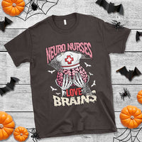 Nurse Halloween T Shirt Neuro Nurses Love Brains Skeleton - Wonder Print Shop