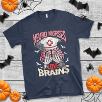 Nurse Halloween T Shirt Neuro Nurses Love Brains Skeleton - Wonder Print Shop