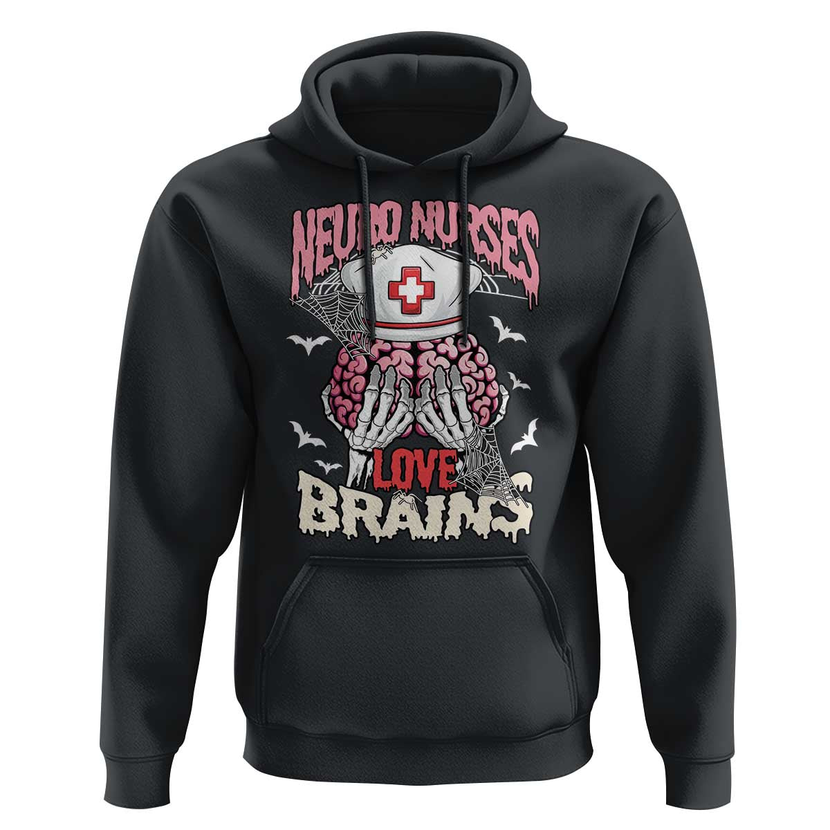 Nurse Halloween Hoodie Neuro Nurses Love Brains Skeleton