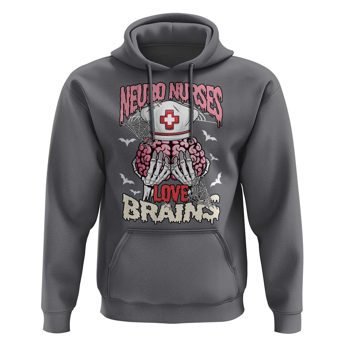 Nurse Halloween Hoodie Neuro Nurses Love Brains Skeleton