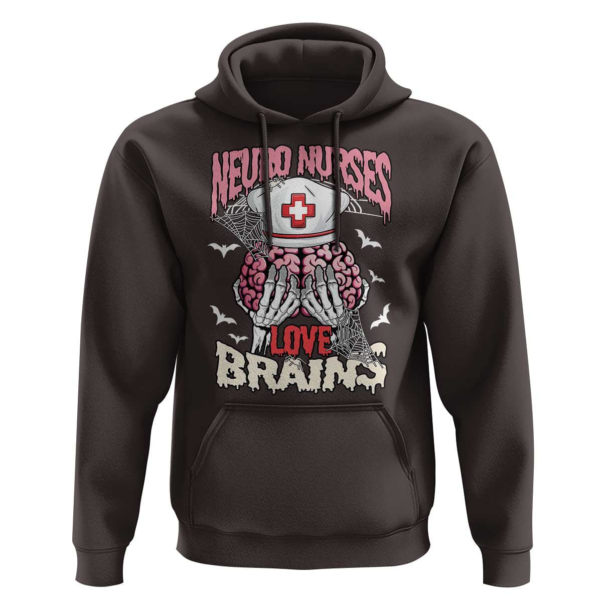 Nurse Halloween Hoodie Neuro Nurses Love Brains Skeleton