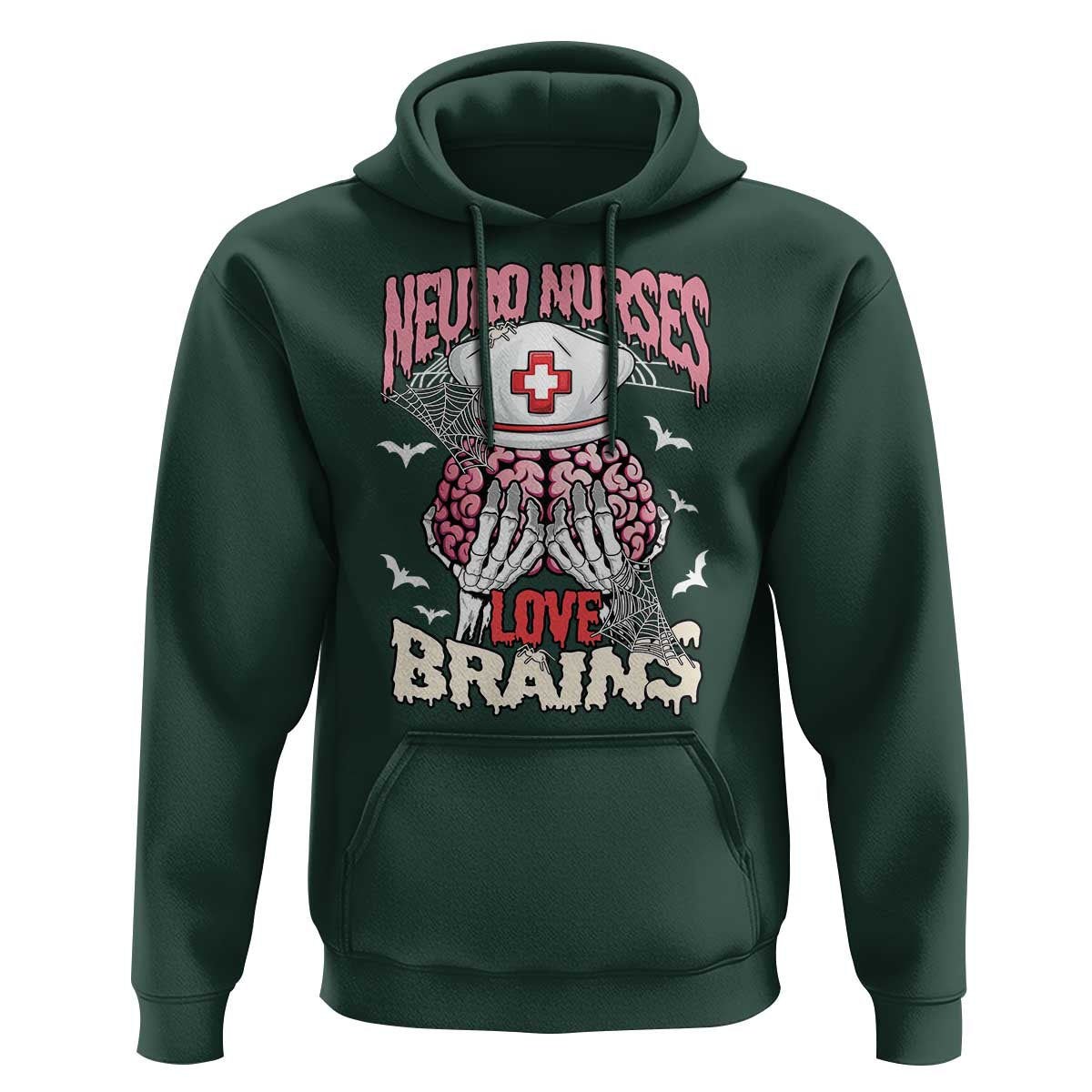 Nurse Halloween Hoodie Neuro Nurses Love Brains Skeleton