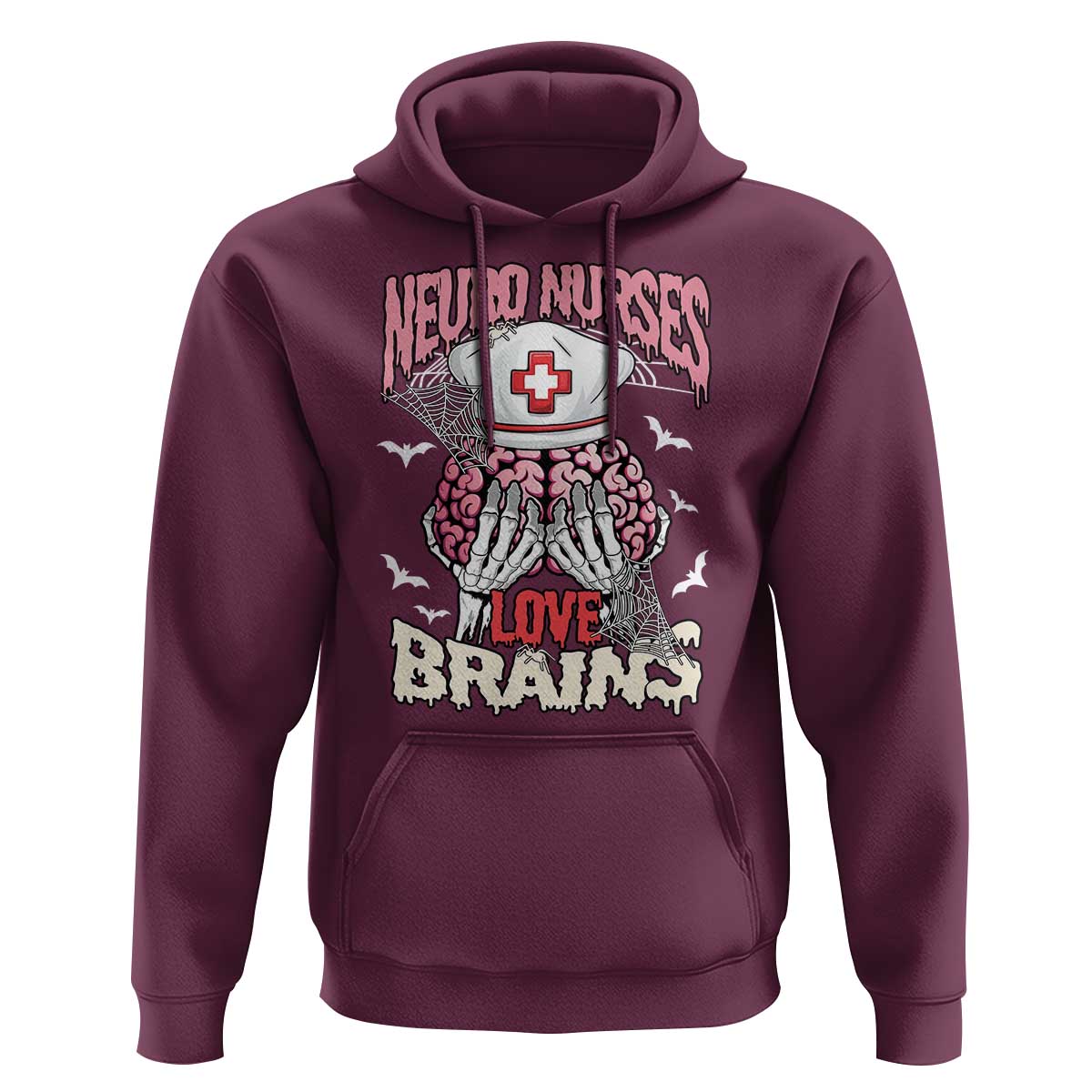 Nurse Halloween Hoodie Neuro Nurses Love Brains Skeleton