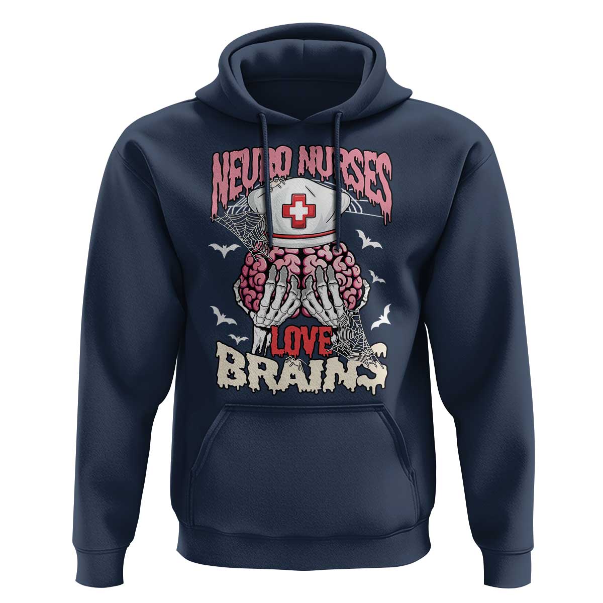 Nurse Halloween Hoodie Neuro Nurses Love Brains Skeleton