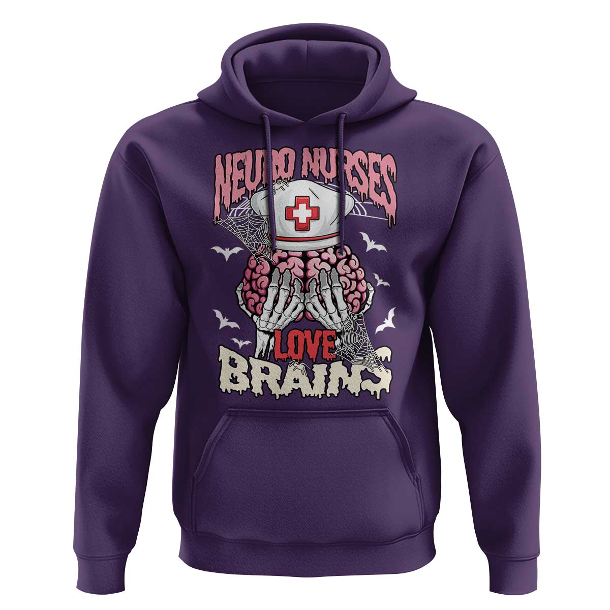 Nurse Halloween Hoodie Neuro Nurses Love Brains Skeleton