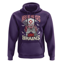 Nurse Halloween Hoodie Neuro Nurses Love Brains Skeleton