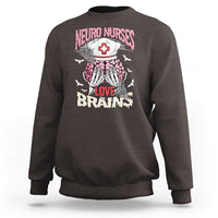 Nurse Halloween Sweatshirt Neuro Nurses Love Brains Skeleton - Wonder Print Shop