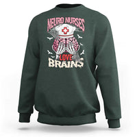 Nurse Halloween Sweatshirt Neuro Nurses Love Brains Skeleton - Wonder Print Shop