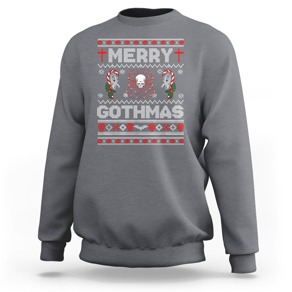 Merry Gothmas Goth Christmas Spider Skulls Sweatshirt - Wonder Print Shop