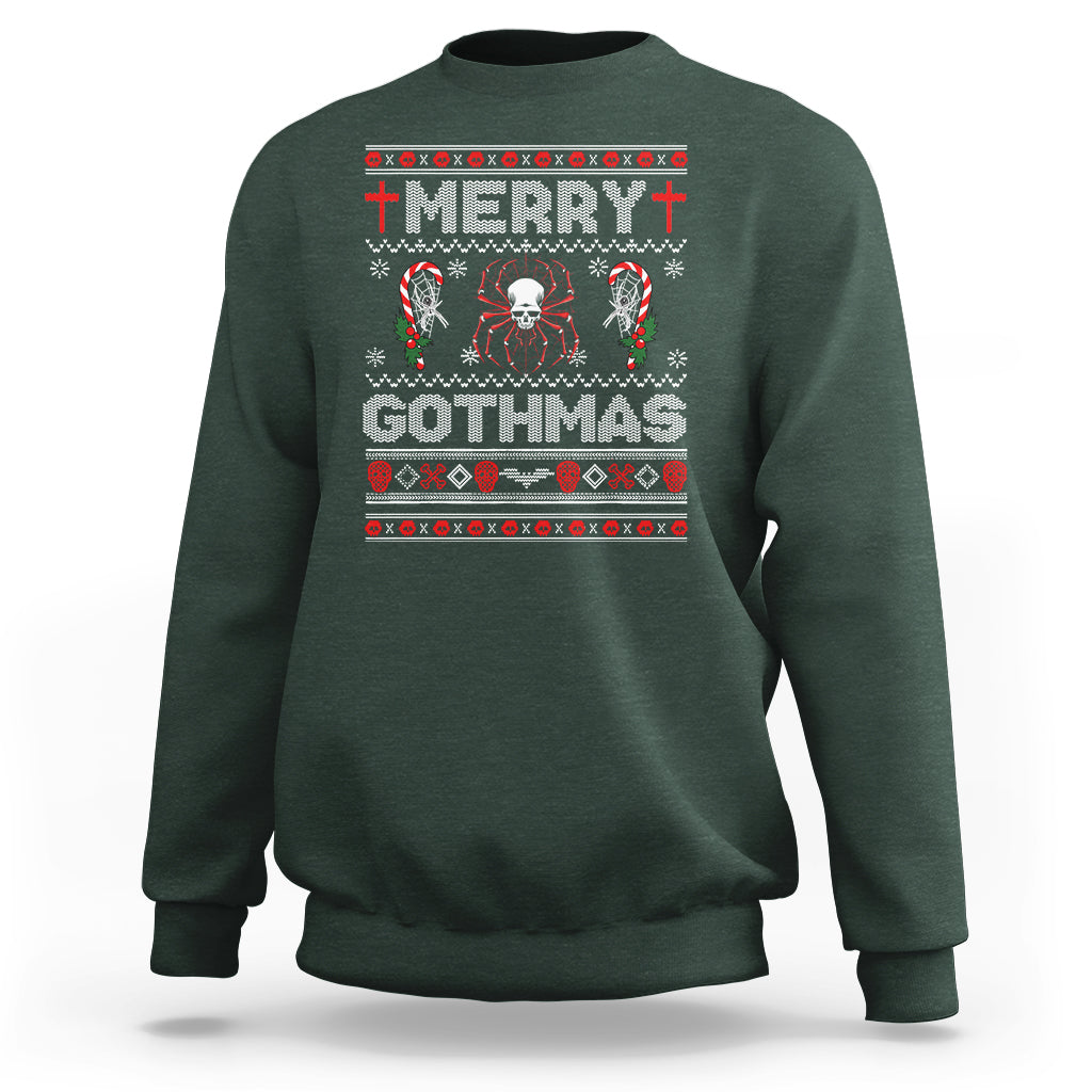 Merry Gothmas Goth Christmas Spider Skulls Sweatshirt - Wonder Print Shop