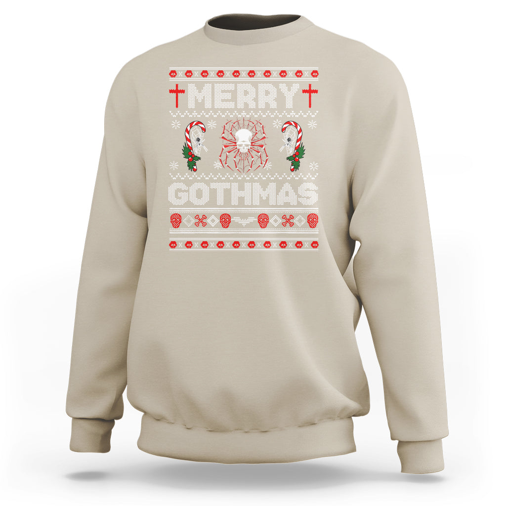 Merry Gothmas Goth Christmas Spider Skulls Sweatshirt - Wonder Print Shop