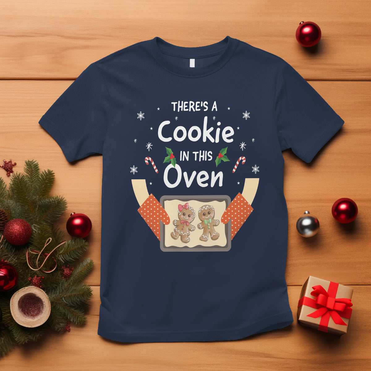 Christmas Pregnancy Gingerbread Baby Cookie In This Oven T Shirt - Wonder Print Shop
