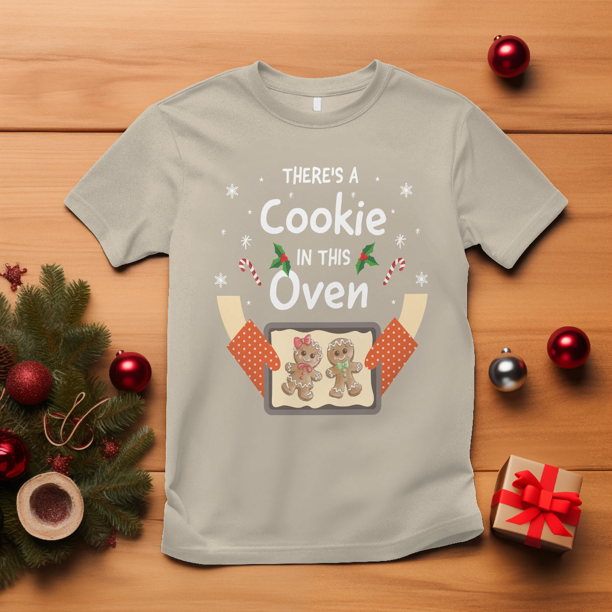 Christmas Pregnancy Gingerbread Baby Cookie In This Oven T Shirt - Wonder Print Shop