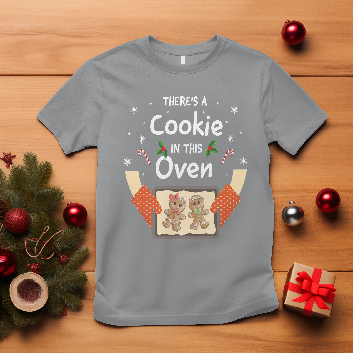 Christmas Pregnancy Gingerbread Baby Cookie In This Oven T Shirt - Wonder Print Shop