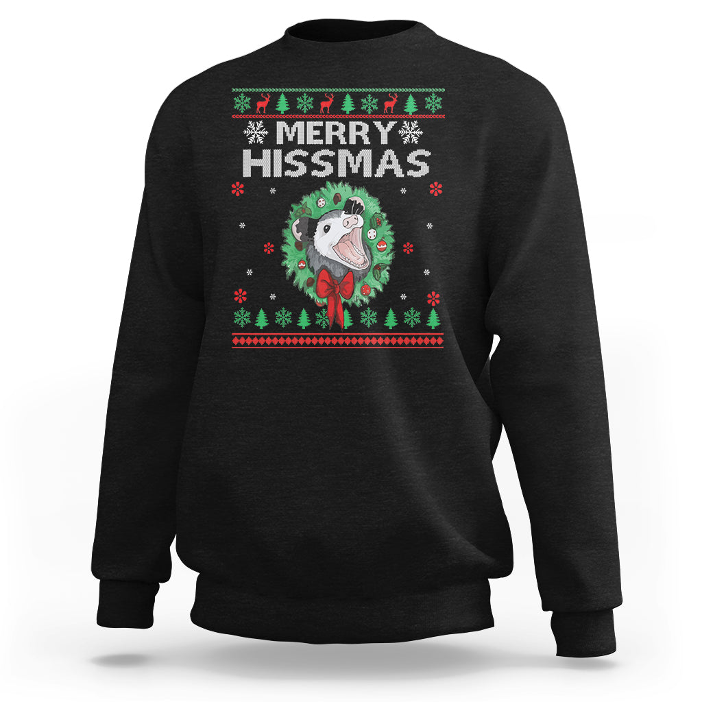 Merry Hissmas Possum Lovers Opossum Christmas Sweatshirt - Wonder Print Shop