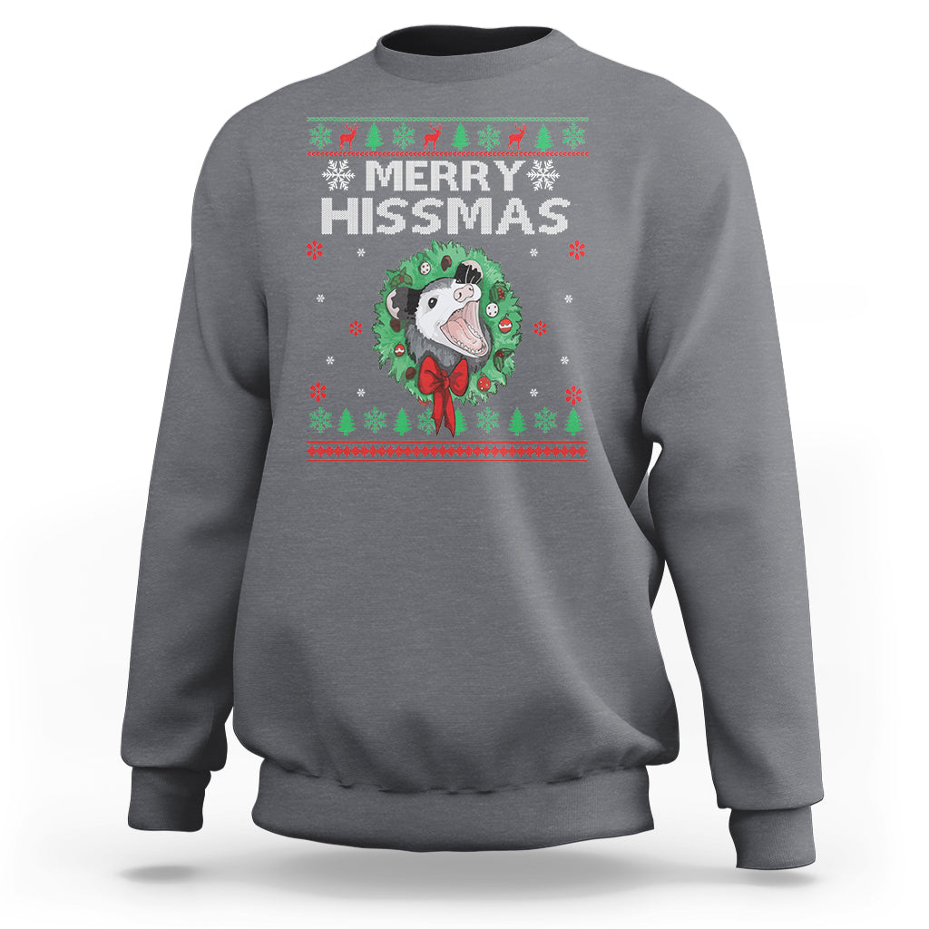 Merry Hissmas Possum Lovers Opossum Christmas Sweatshirt - Wonder Print Shop