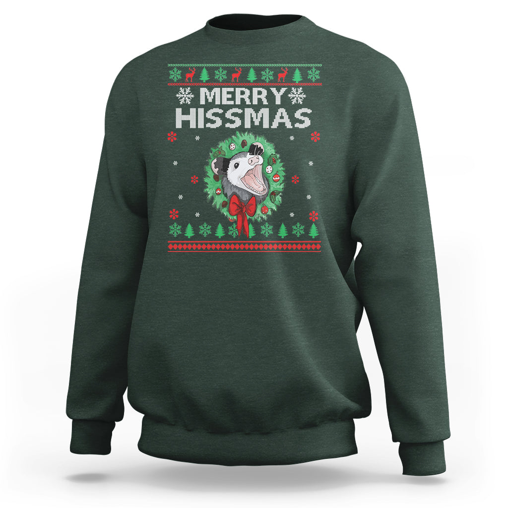 Merry Hissmas Possum Lovers Opossum Christmas Sweatshirt - Wonder Print Shop