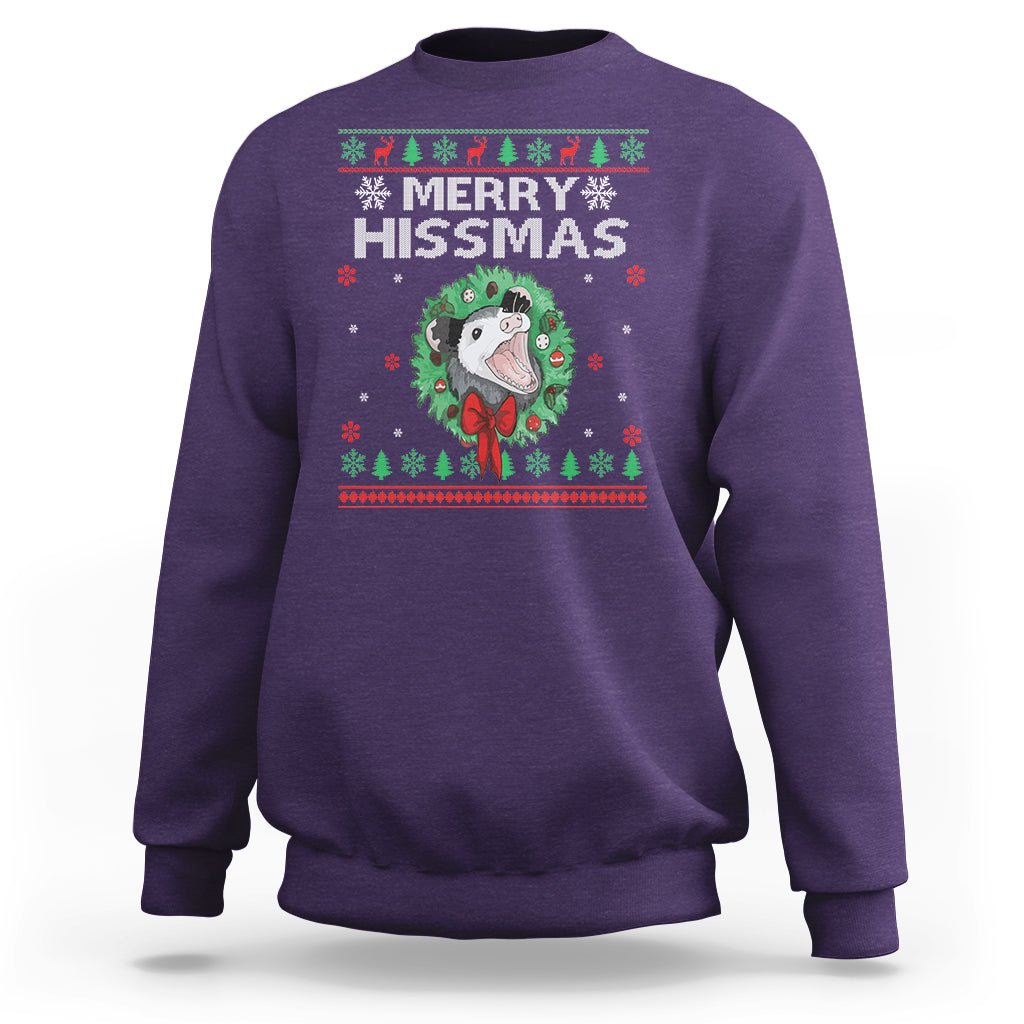 Merry Hissmas Possum Lovers Opossum Christmas Sweatshirt - Wonder Print Shop
