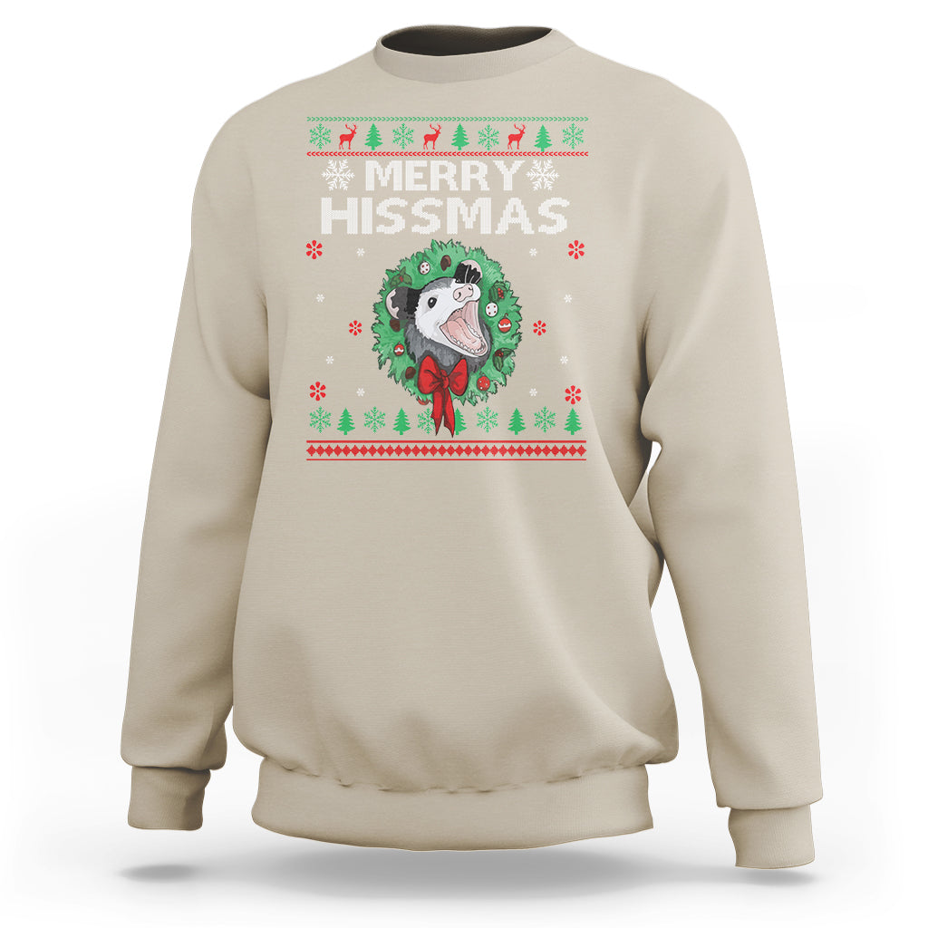 Merry Hissmas Possum Lovers Opossum Christmas Sweatshirt - Wonder Print Shop