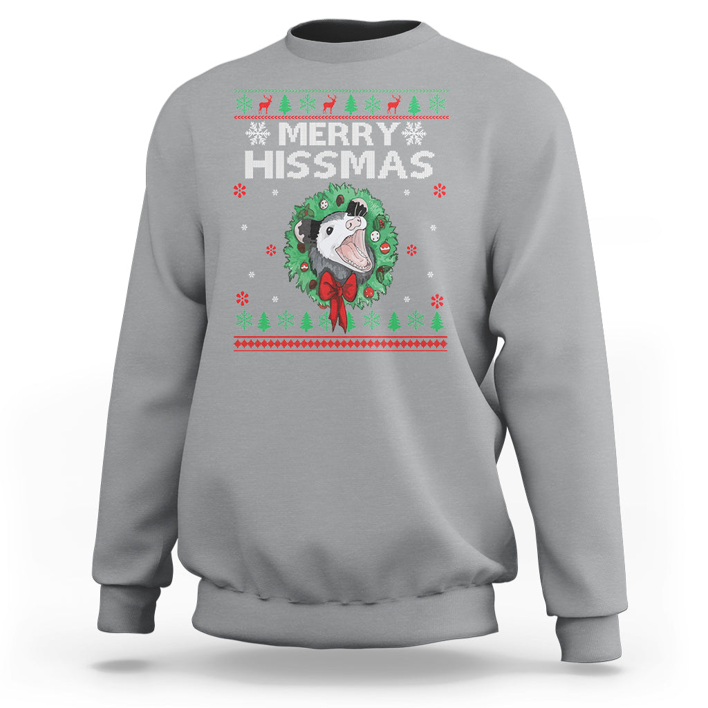 Merry Hissmas Possum Lovers Opossum Christmas Sweatshirt - Wonder Print Shop